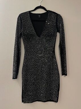 Windsor Black Long Sleeve Rhinestone Dress